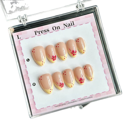 Dekoratives Handgefertigtes Press-On Nagelkunstset mit von Strand inspirierten Designs