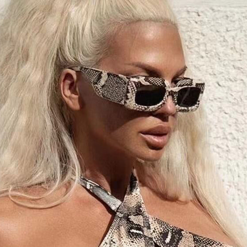 Damen extravagante Sonnenbrille mit auffälligem Schlangenmuster Brehn