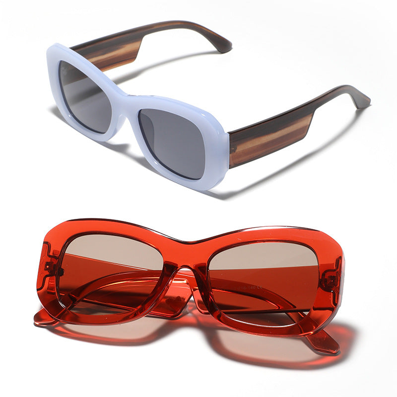 Damen moderne quadratische Sonnenbrille mit transparentem Rahmen Brehn