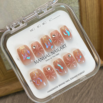 Glamorous Rhinestone-Akzent Druck-On Nagelkunst Set Brehn