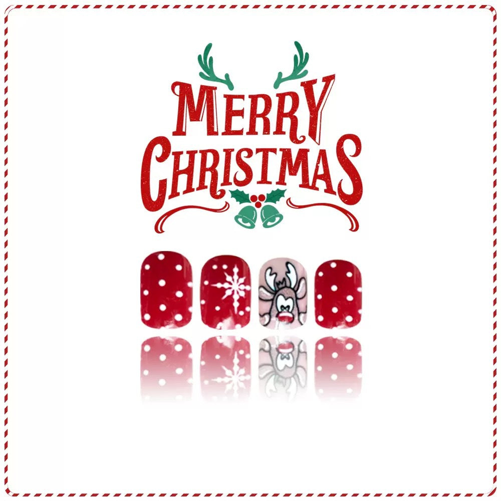 Weihnachts Kunstnagelset mit lebendigen Rentier- und Schneeflockenmotiven Brehn