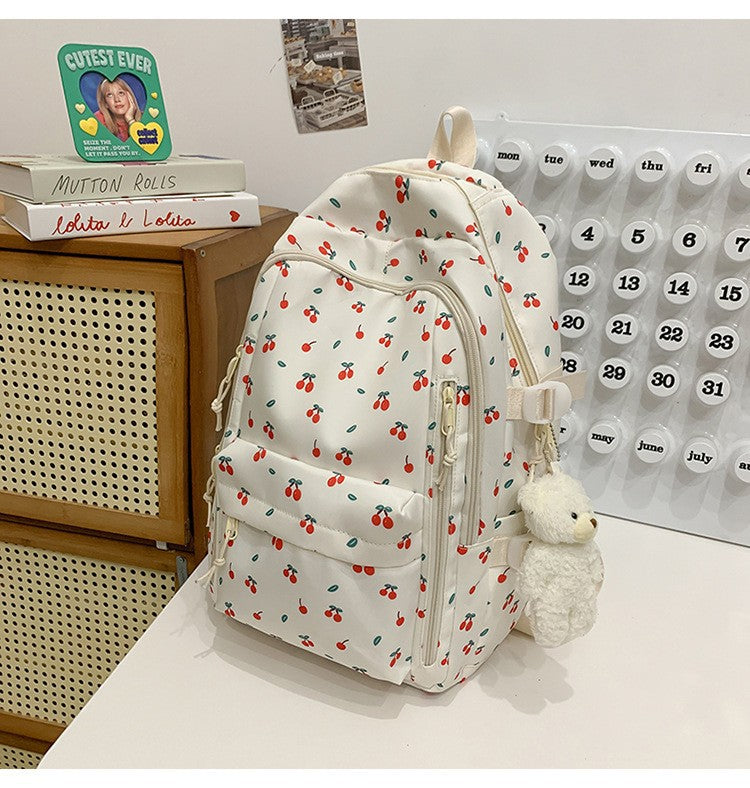 Blumenverzierte Mehrfach-Taschen-Schul-Rucksack