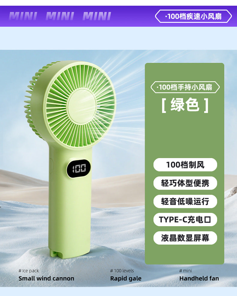 Damen tragbarer Mini-Ventilator mit 100 Geschwindigkeitsstufen und LCD-Anzeige Brehn