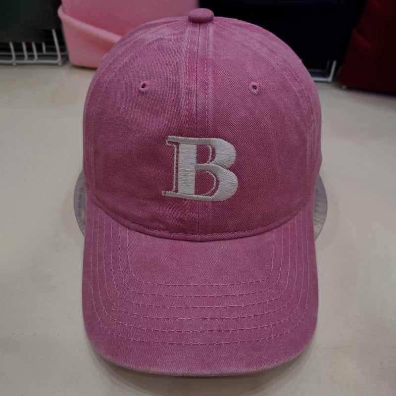 Damen Distressed Baumwoll-Baseballcap mit Buchstabenstickerei Brehn