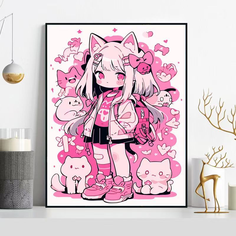 Verspinnende Katzen-Themen-Illustration Wandkunst Brehn