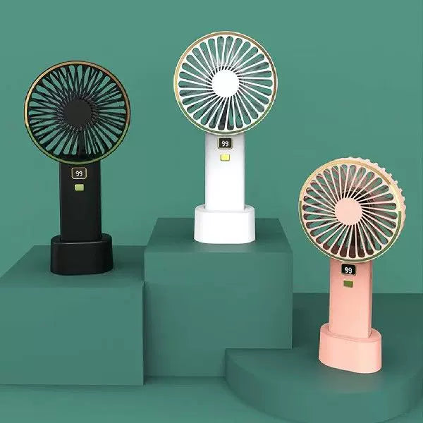 Unisex Einheitsgröße kompakt wiederaufladbarer tragbarer Ventilator mit digitaler Batteriestandsanzeige und Ladestation Brehn
