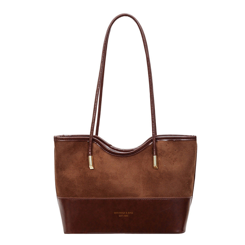 WoStylish Wildleder und Leder Schulter Tote Tasche Brehn
