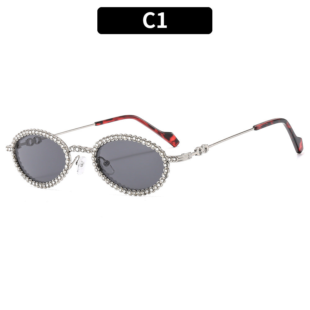 Verschnörkelte ovale Rahmen-Sonnenbrille