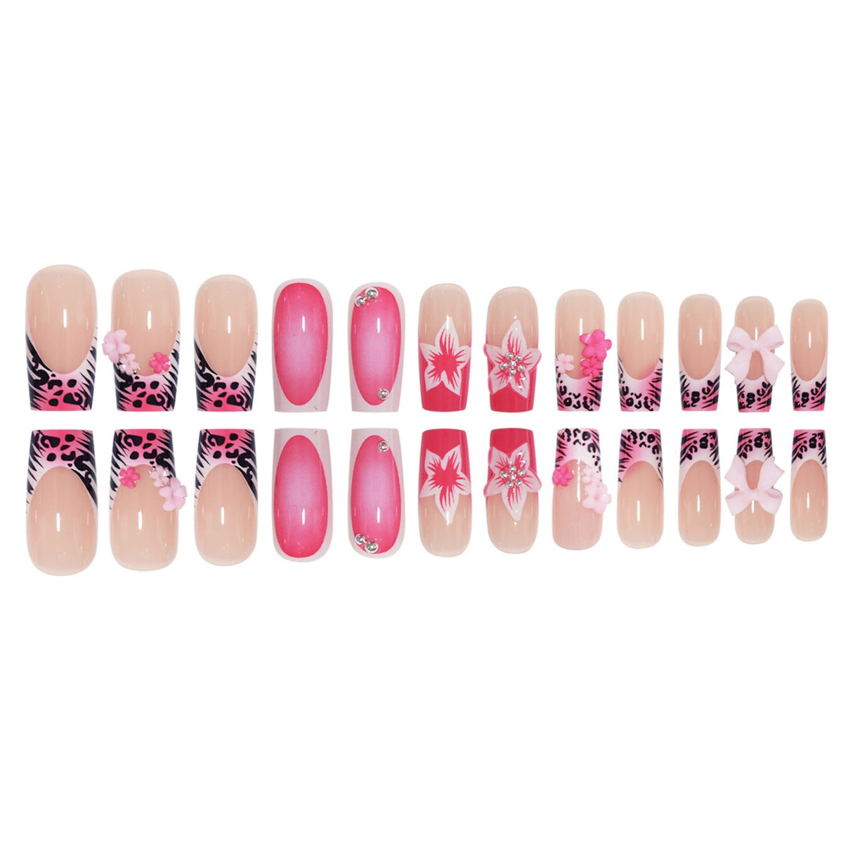 Künstlerisches Floral Press-On Nagelkunst Set Brehn