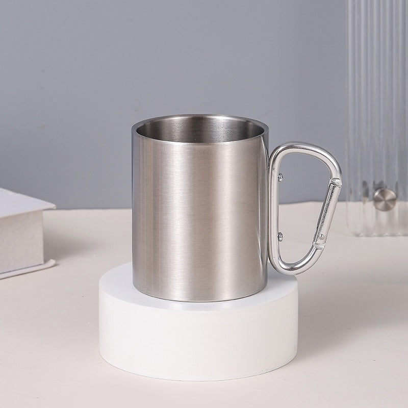 Damen Edelstahl Kaffeebecher mit Karabinergriff Brehn