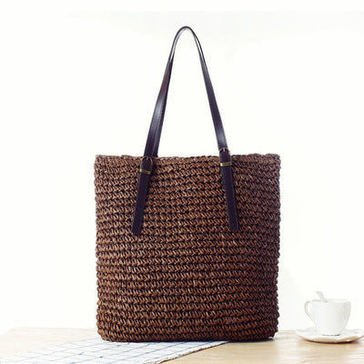 Handtasche Aus Handgearbeitetem Naturmaterial mit Robusten Ledergriffen Brehn
