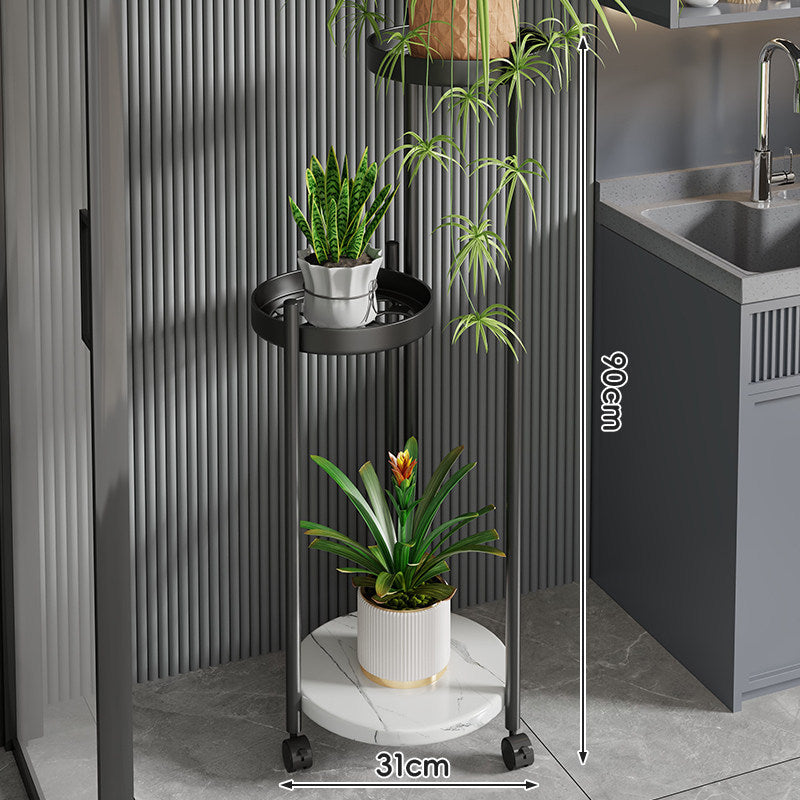 Rolling Vertical Plant Stand mit Marmor-Effekt-Basis und arretierbaren Rollen