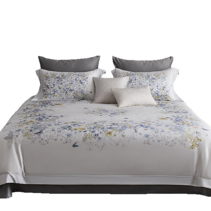 Bettwäsche-Garnitur aus Baumwollsatin mit feinem Aquarell-Blumenprint und Hotelverschluss Brehn