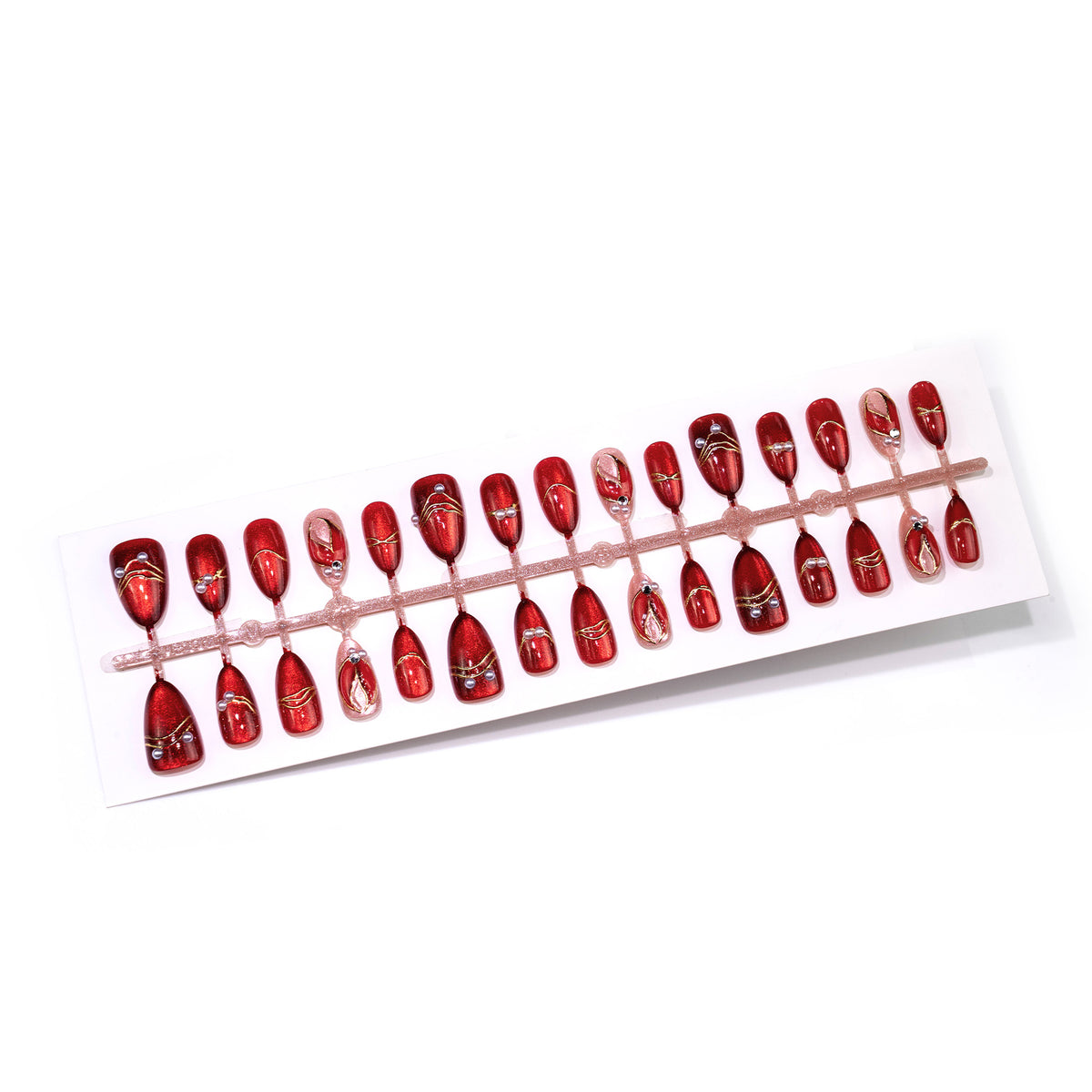 Dekoratives Press-On-Nagelkunst-Set mit Perlenakzenten Brehn