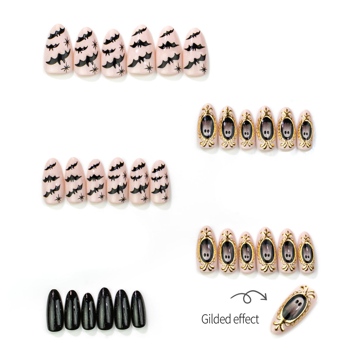 Gothische Halloween-Themen Press-On Nagelkunst Set