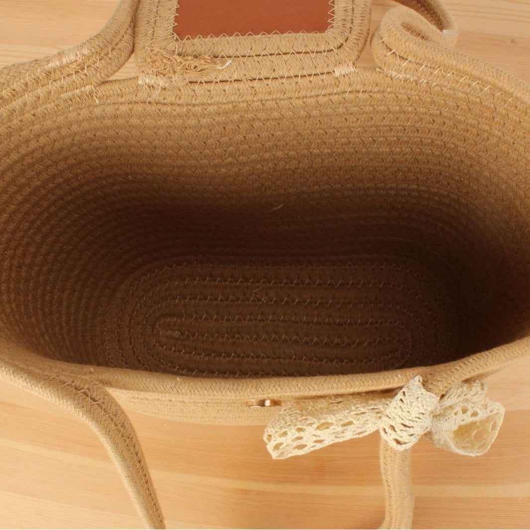 Elegante Bast-Umhängetasche mit Lederdetails Brehn