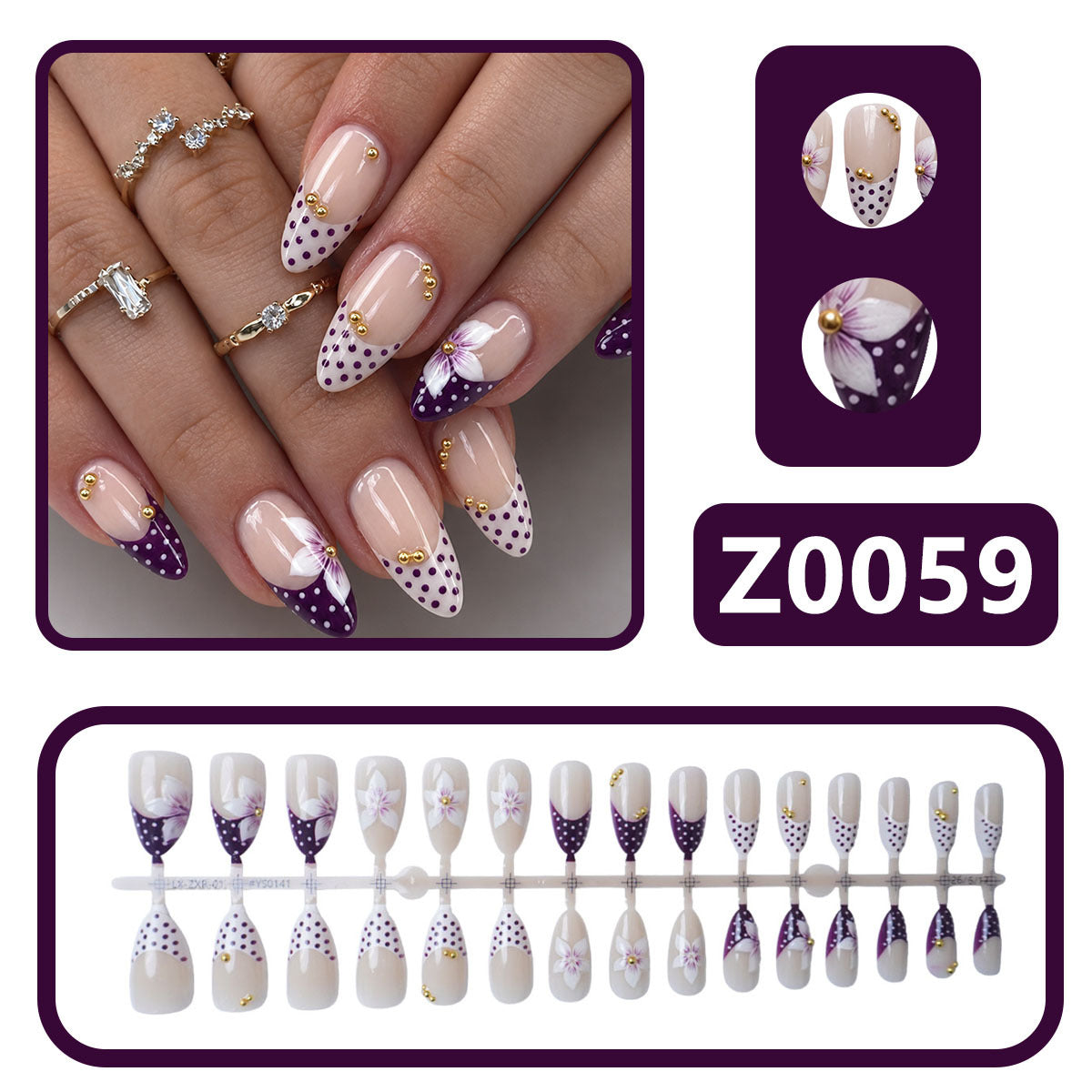 Künstlerisches Press-On Nagelset