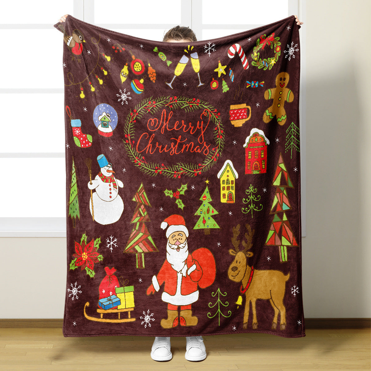 Weihnachtlich gestaltete Decke
