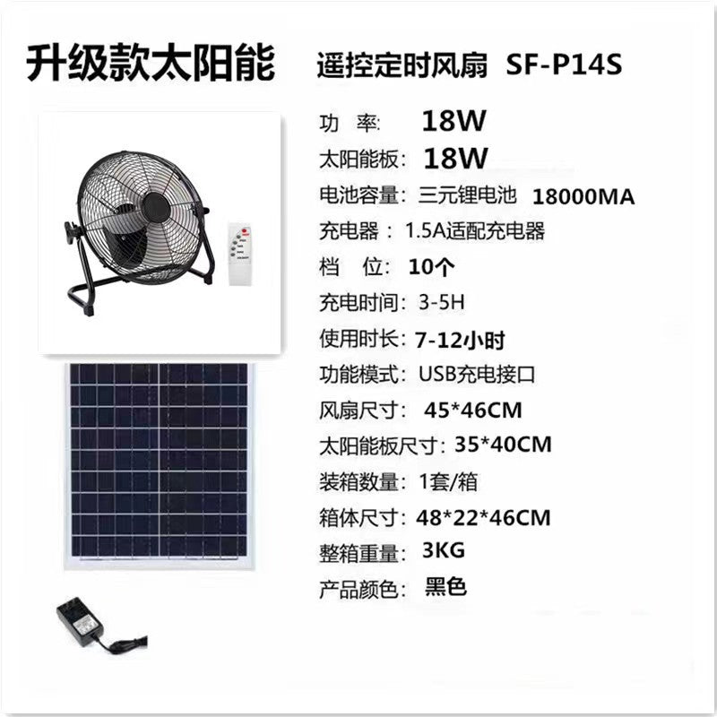 Unisex nan solarbetriebener tragbarer Akku-Ventilator mit Fernbedienung und USB-Anschluss Brehn