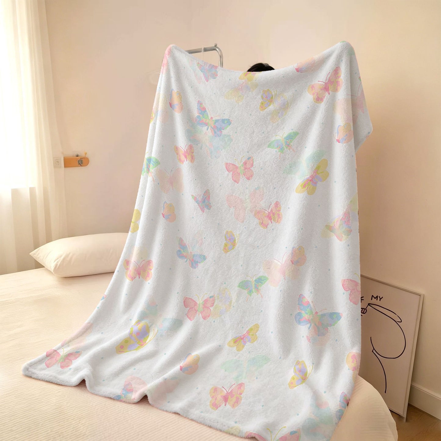 Gemütliche Schmetterlingsdruck Fleece-Wurfdecke