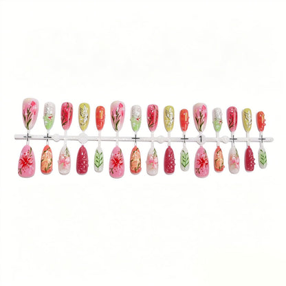 Künstlerisches Floral Design Nagelset Brehn