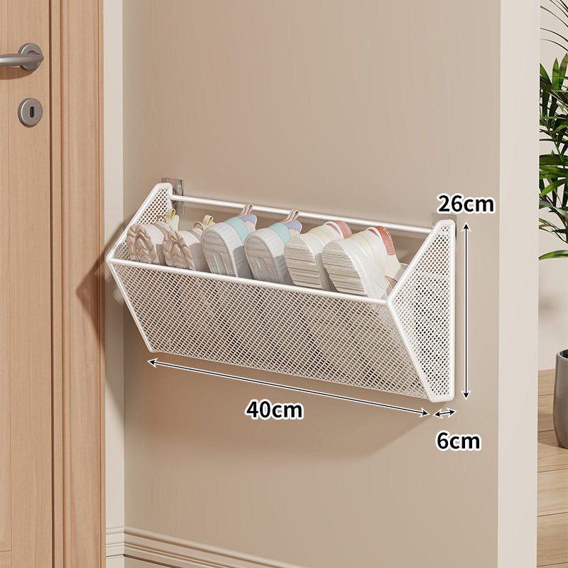 Wandmontierter Mesh-Schuhkorb-Organizer mit geneigtem Hausschuhregal