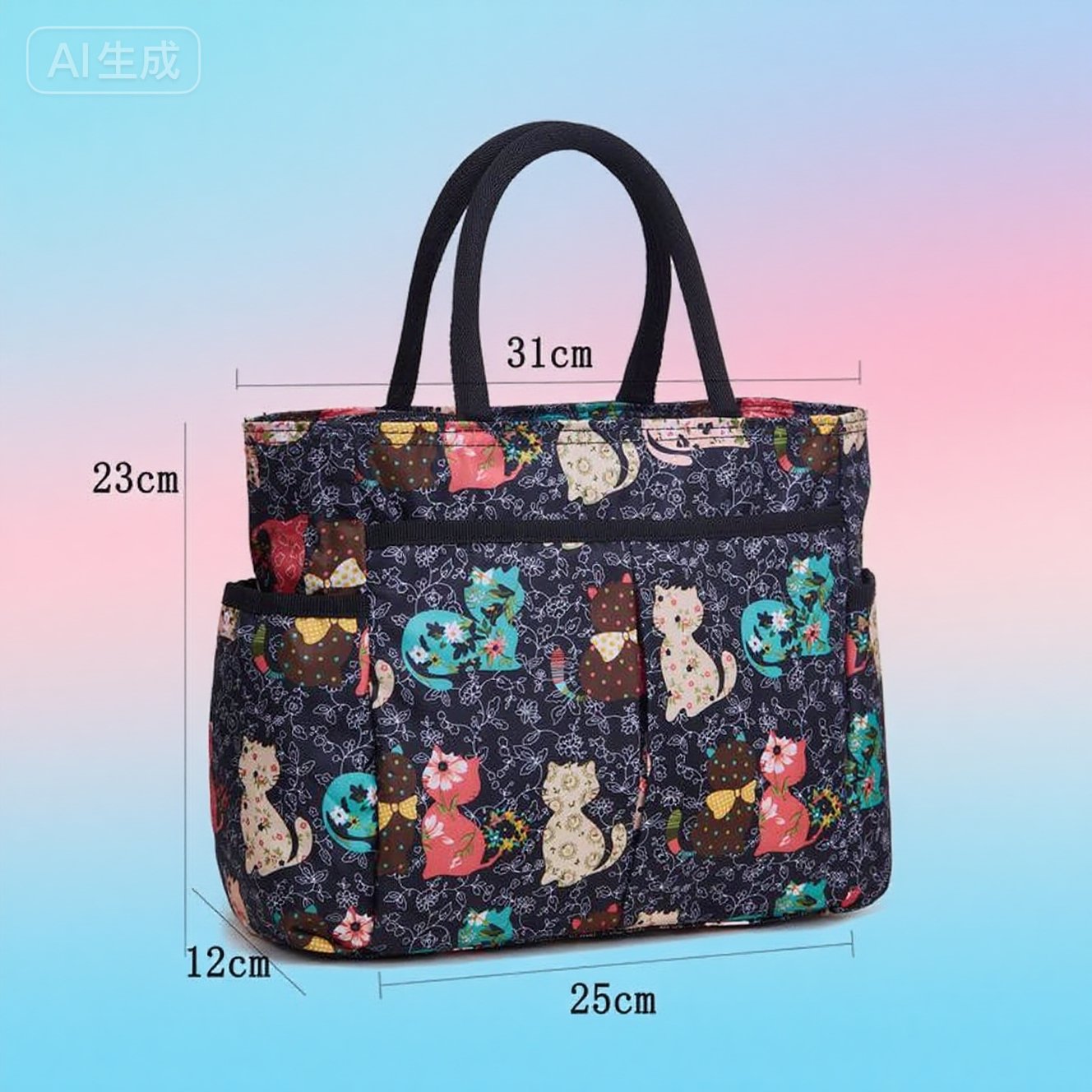 Multi-Pocket Candy Print Tote Bag Brehn