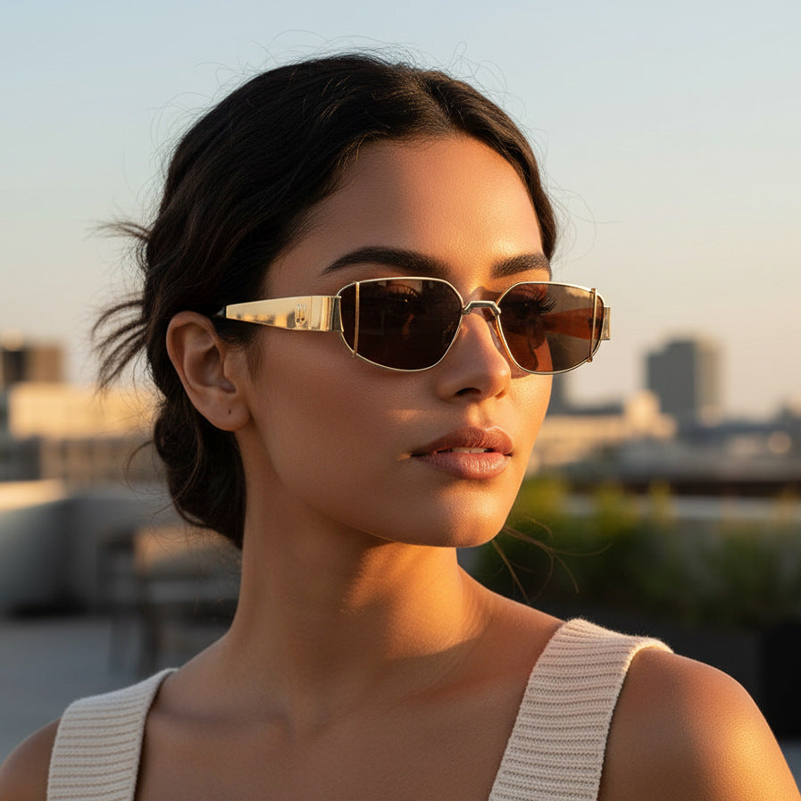 Damen Designer-Sonnenbrille im modernen, kantigen Stil Brehn