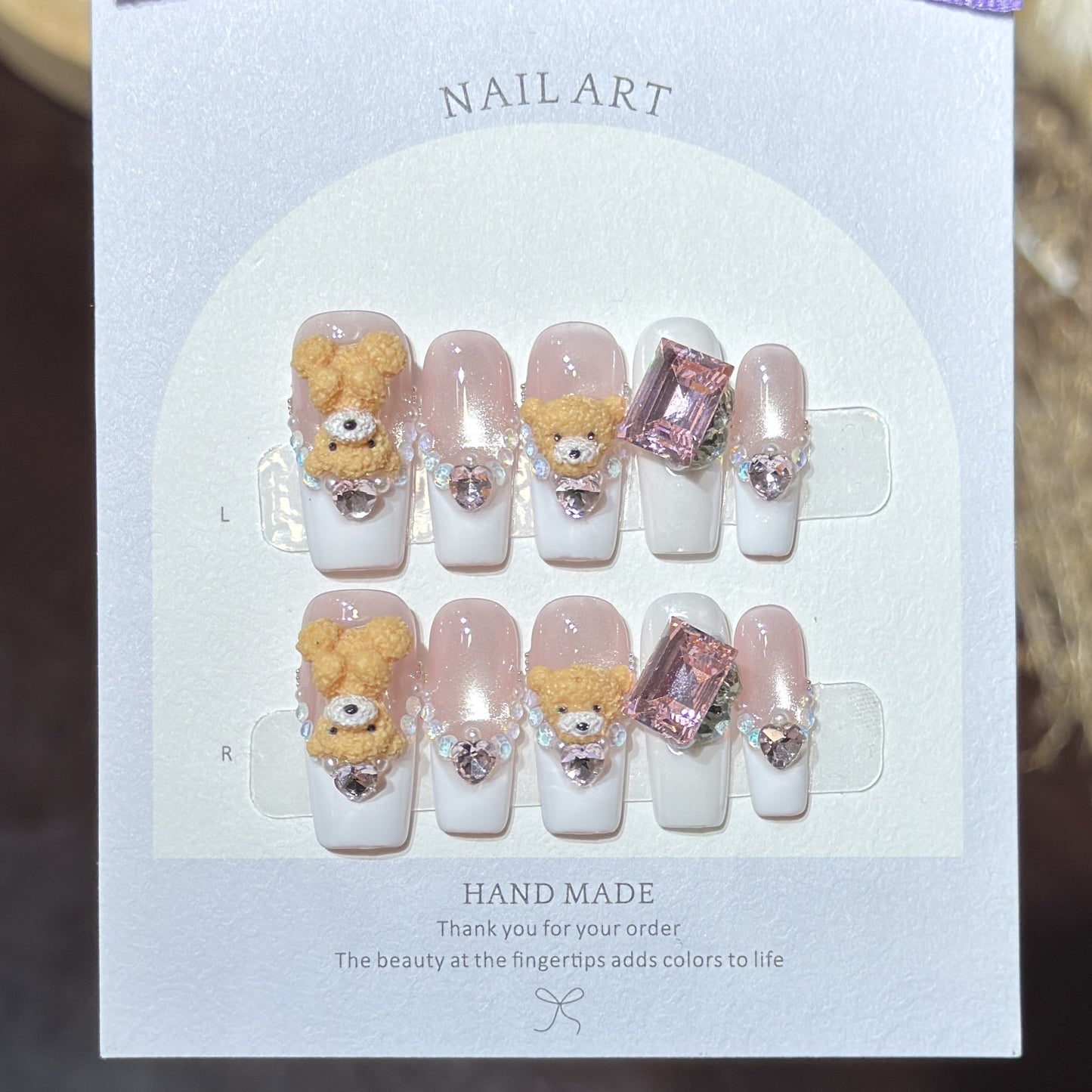 Niedliches von Tieren inspiriertes Press-On Nagelkunst-Set Brehn