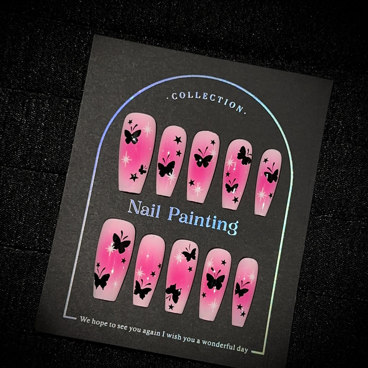 Schmetterlings-verziertes Press-On-Nagelset