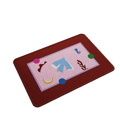 Low-Profile Absorbent Microfiber Anti-Slip Cherry Motif Kitchen Mat