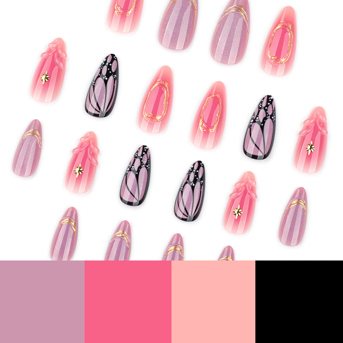 Kunstvolle Nagelkunst mit geometrischen und floralen Motiven Brehn