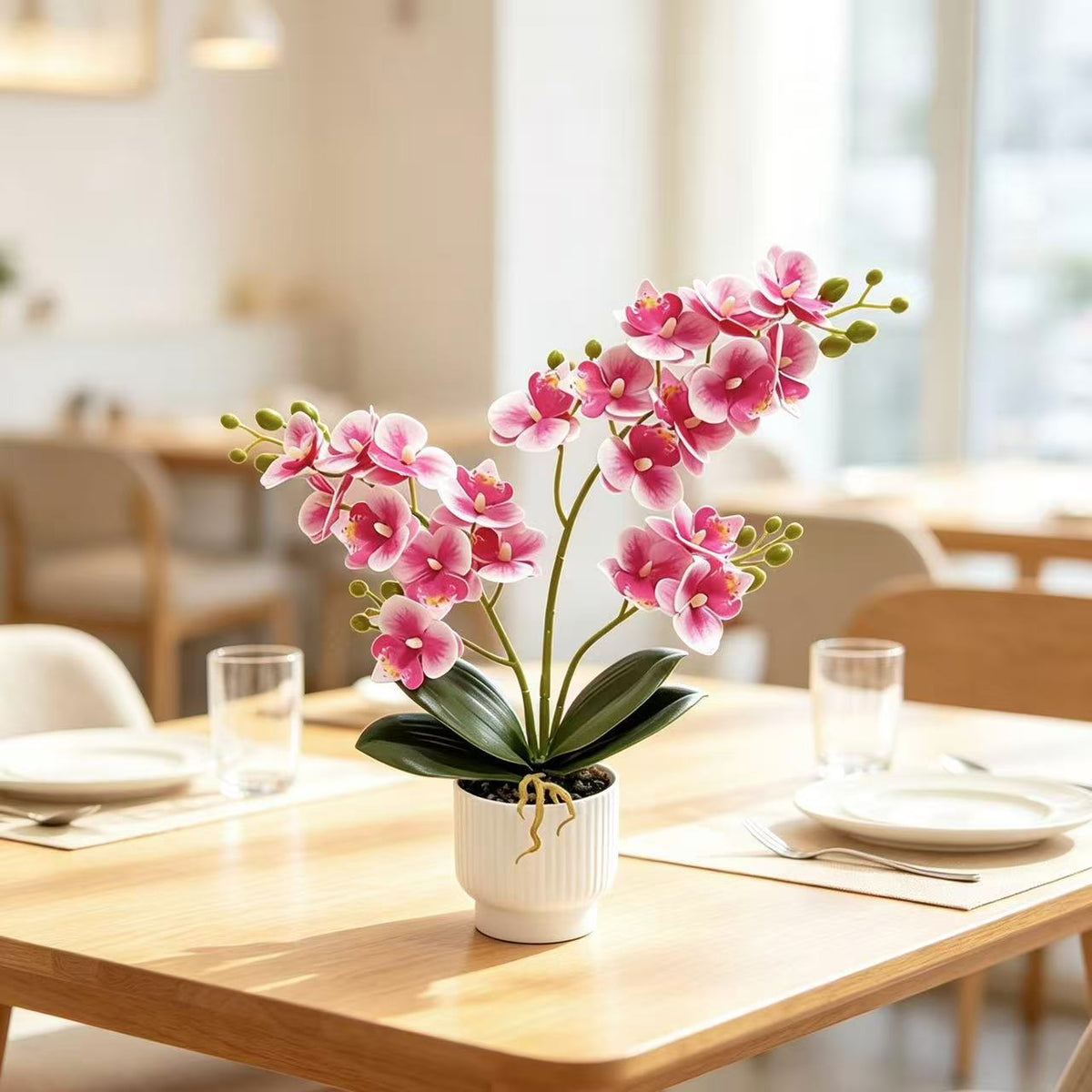 Realistische künstliche Orchideenpflanzenanordnung für die Wohnkultur