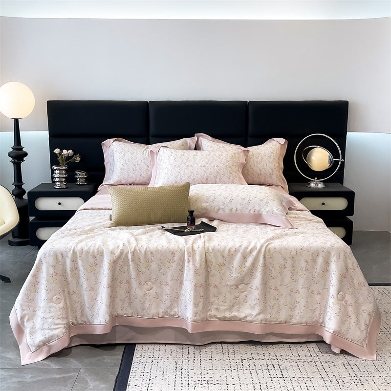 Luxuriöses Satin-Feeling Floral Bettwäsche-Set mit Bettdeckenbezug, Kissenbezügen und dekorativen Shams