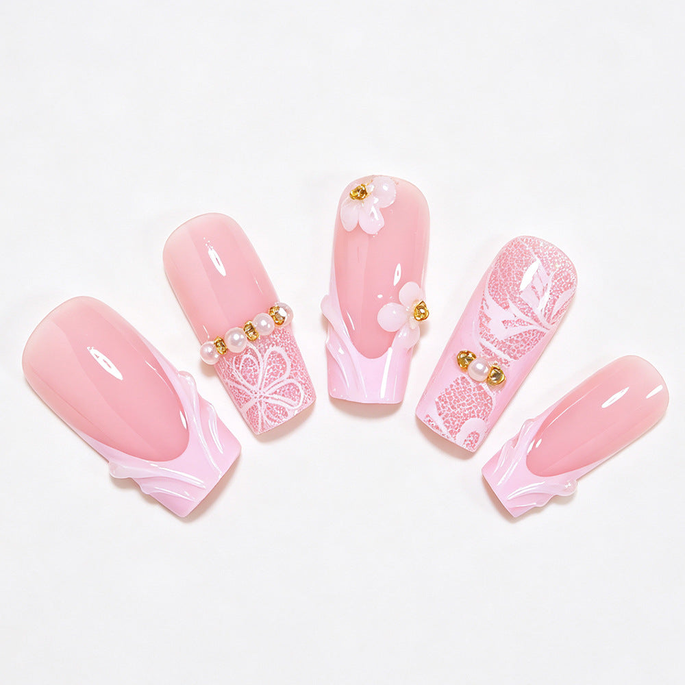 Elegante Floral Press-On Nail Art Tipps Brehn