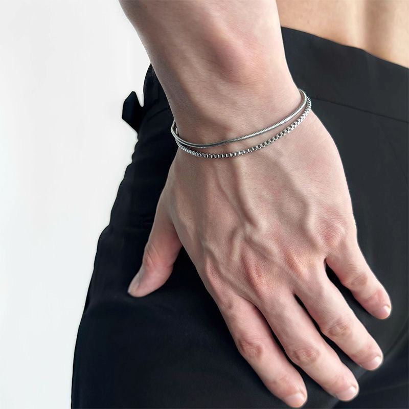 Elegante Doppel-Chain Edelstahlarmband Brehn