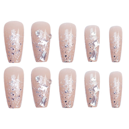 Glitzernde, mit Strass verzierte Press-On-Nagel-Set Brehn