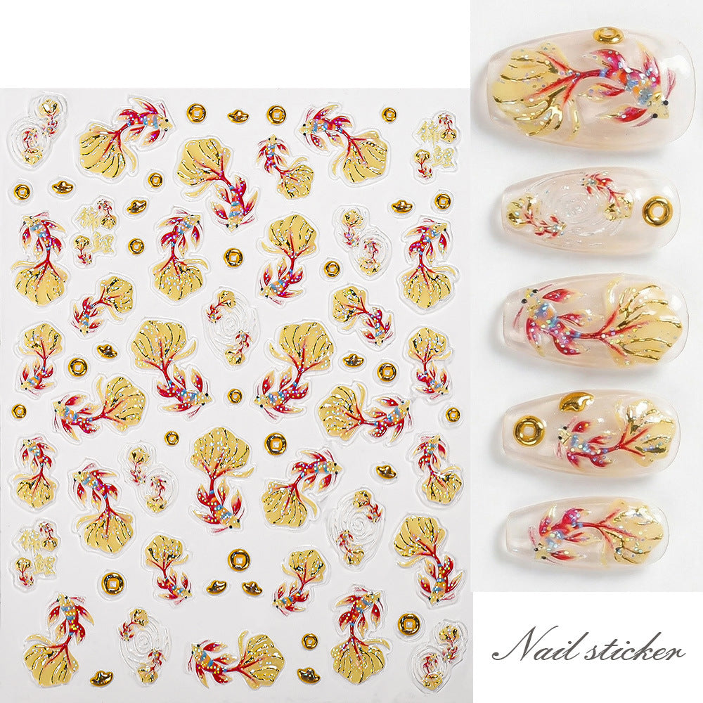 Goldfisch Nagelkunst Aufkleber