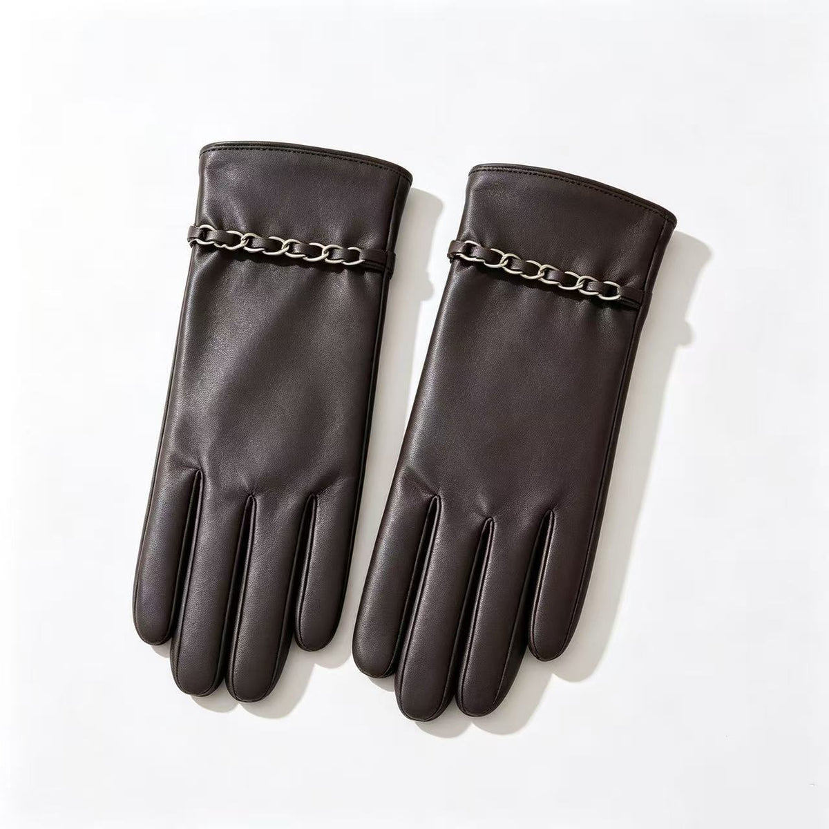 Chic Lederhandschuhe mit Kettendetails Brehn