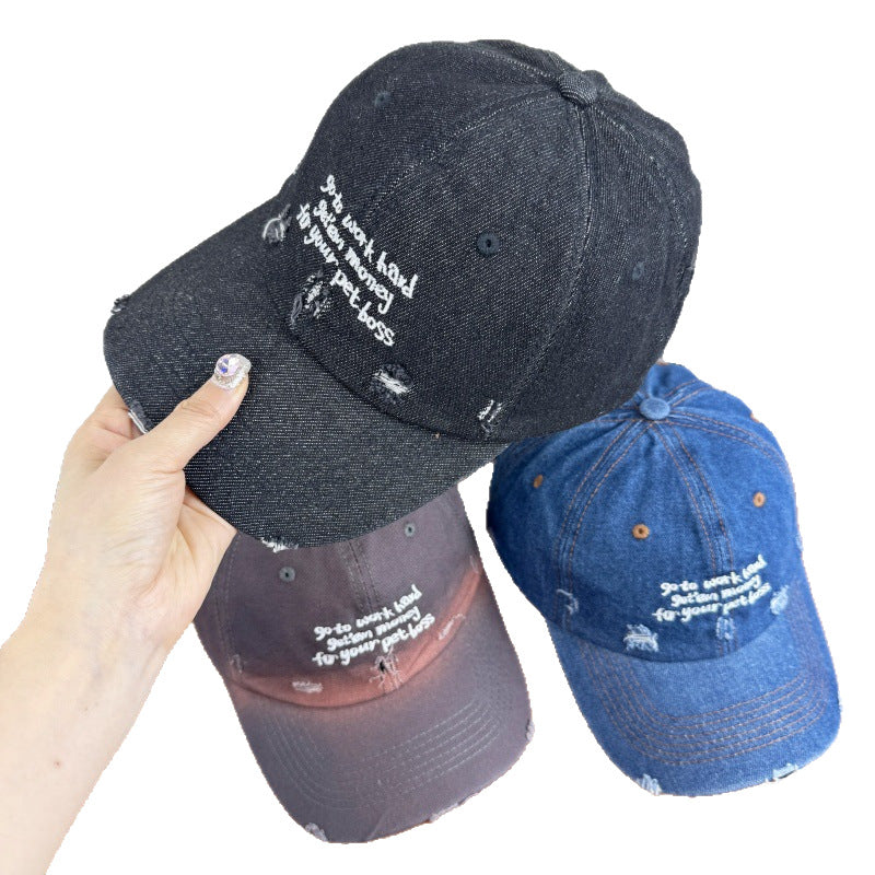 Damen Distressed Denim Statement Cap Brehn