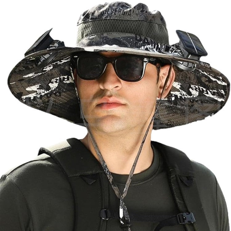Sonnenhut mit solarbetriebenem Ventilator und breiter Krempe Brehn