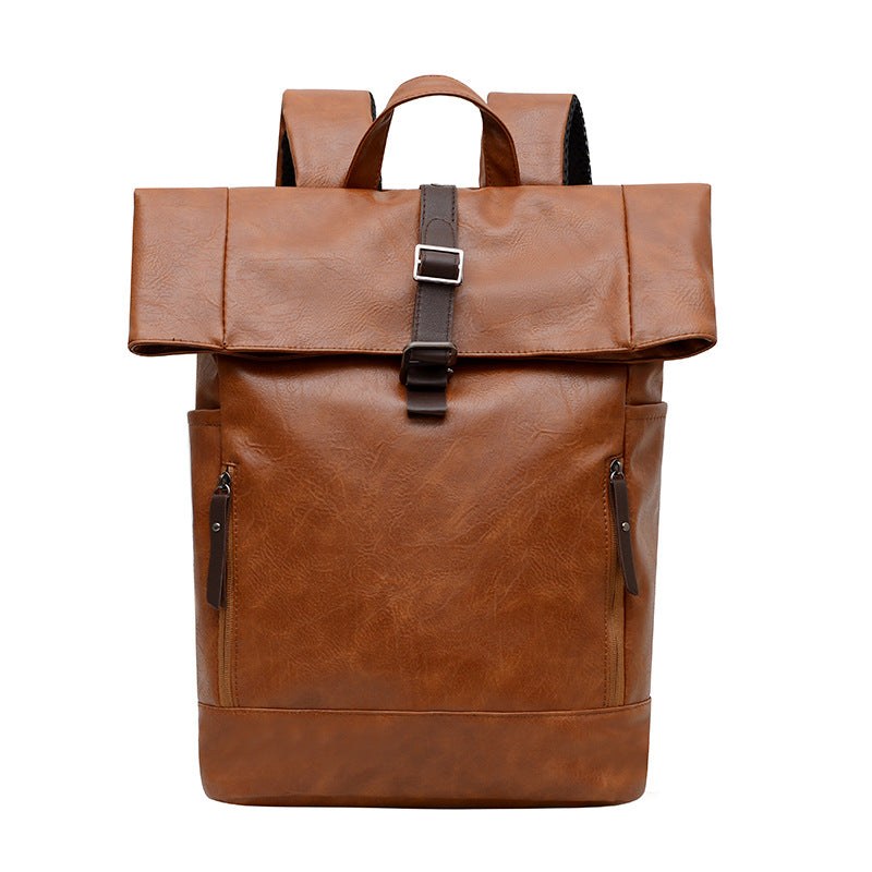 Vintage Leder Rolltop Rucksack Brehn