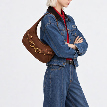 Elegante Wildleder Hobo Tasche