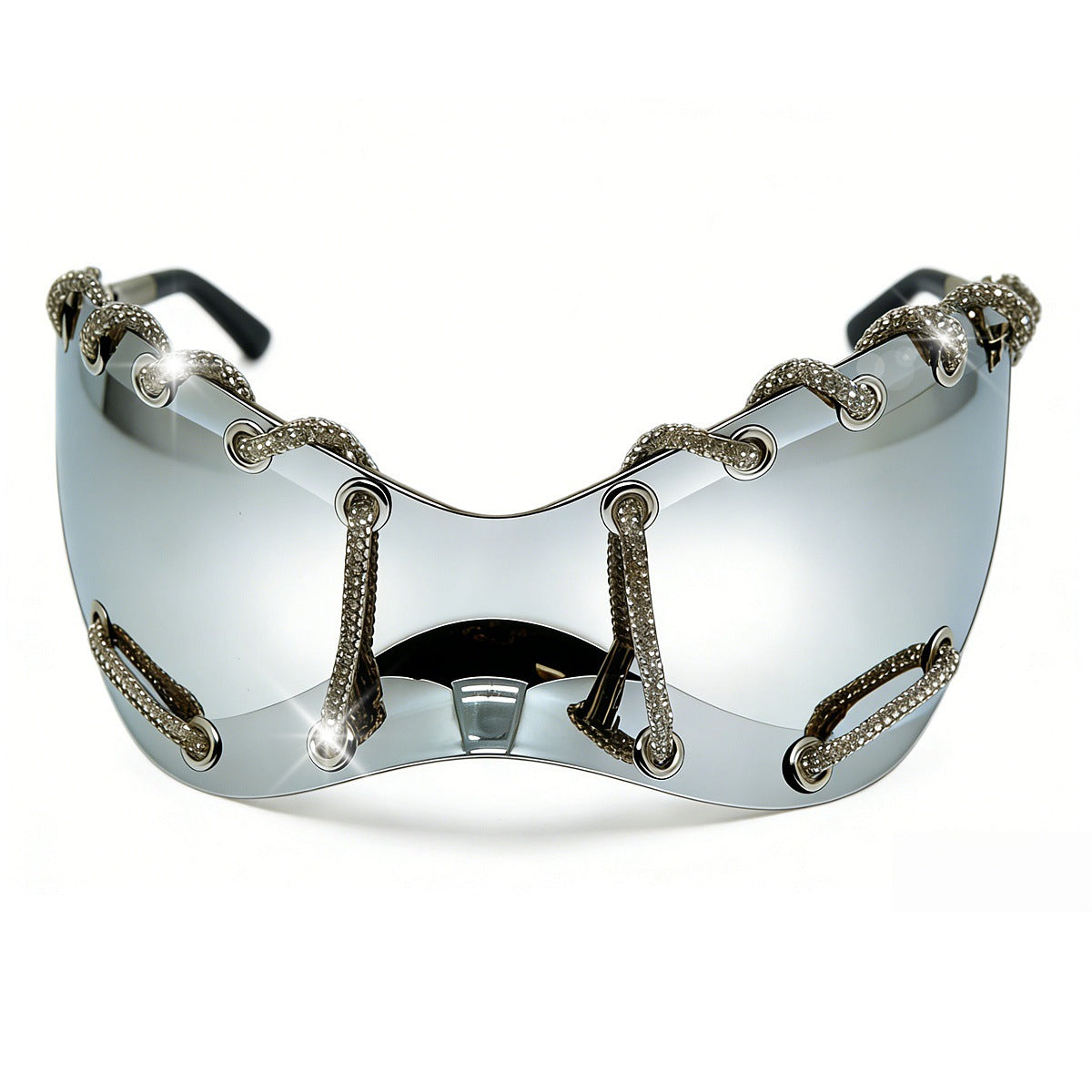 Damen extravagante Sonnenbrille mit einzigartigem Ketten-Design Brehn