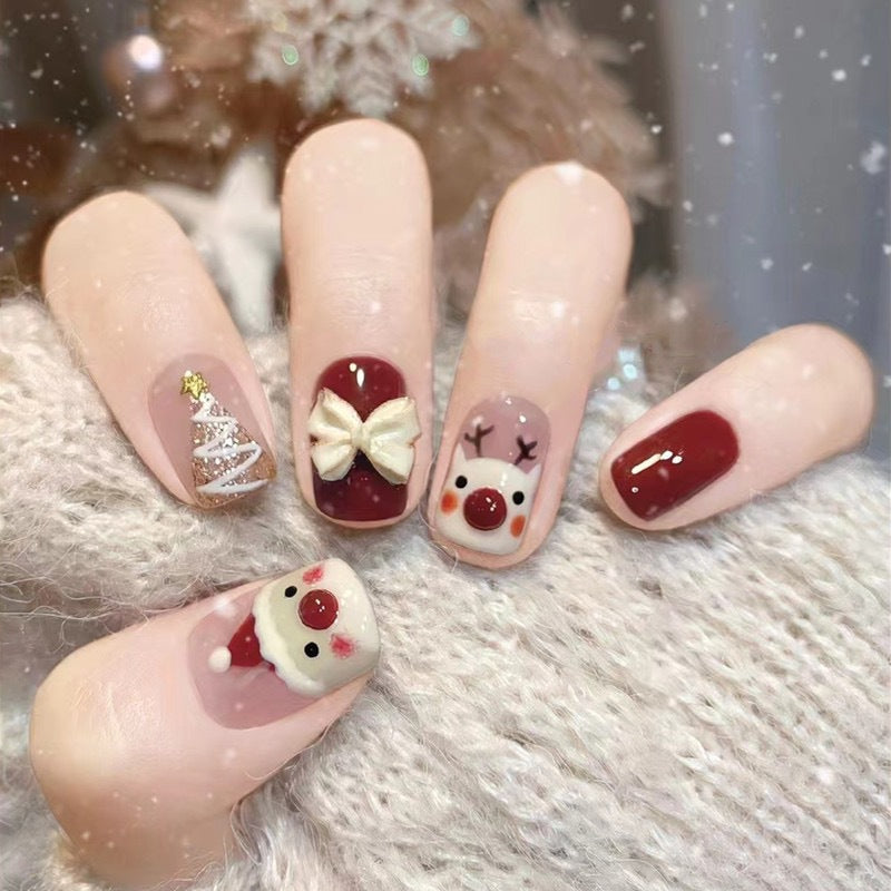 Festliches Winter-Themen Press-On Nagel Set Brehn