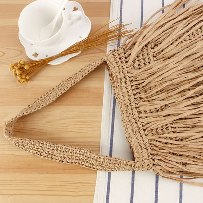Trendige Strohtasche mit Fransigem Design Brehn