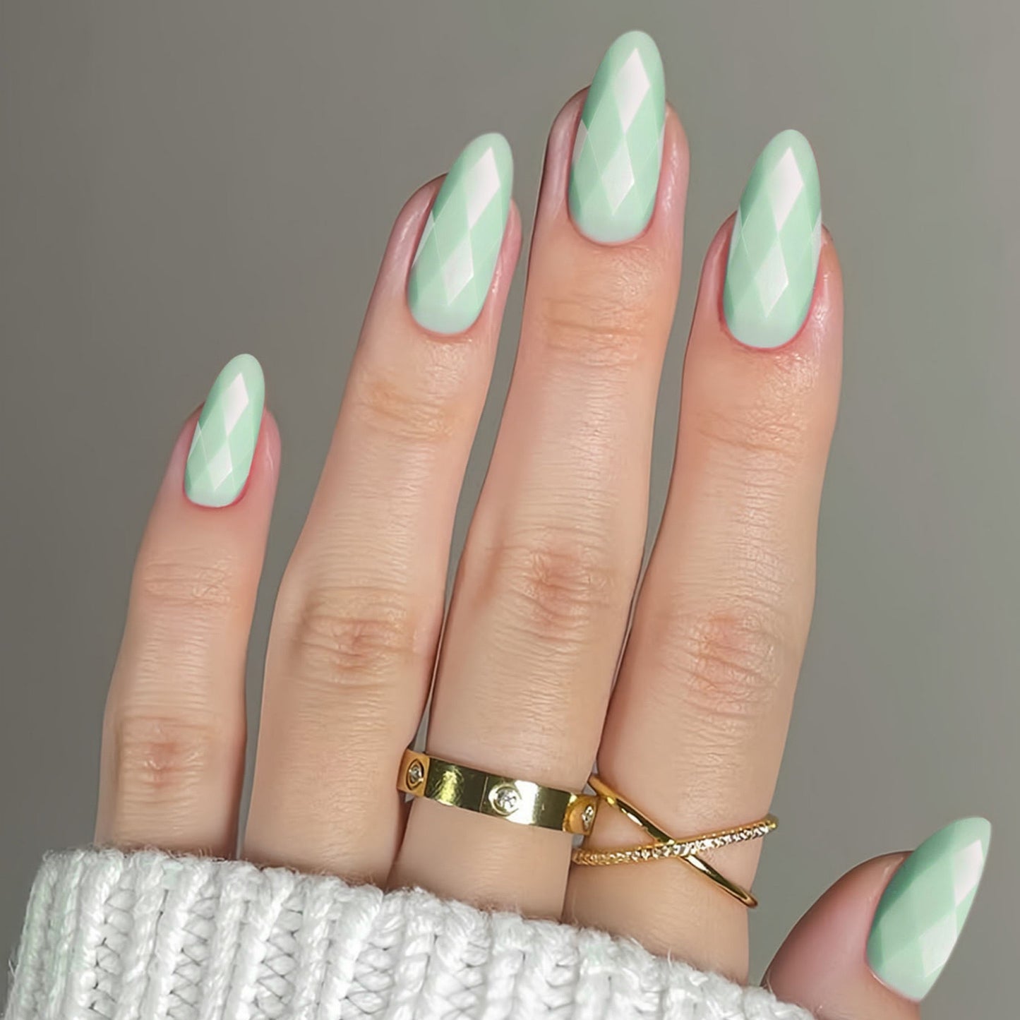 Diamantförmige Glänzende Nail Extensions Brehn