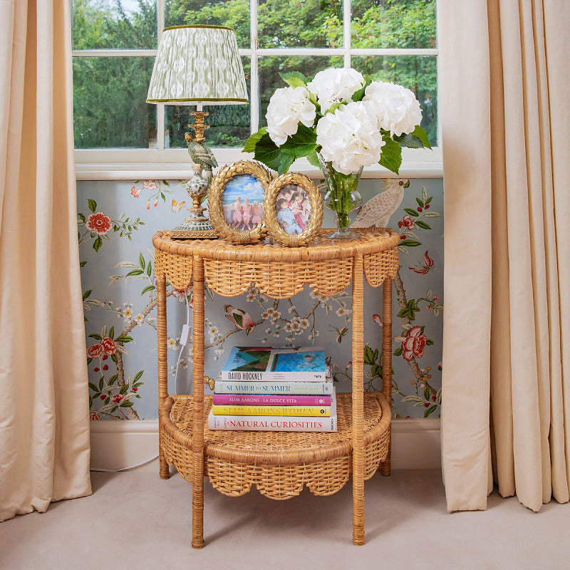 Runder Korbtisch im Vintage-Stil Brehn