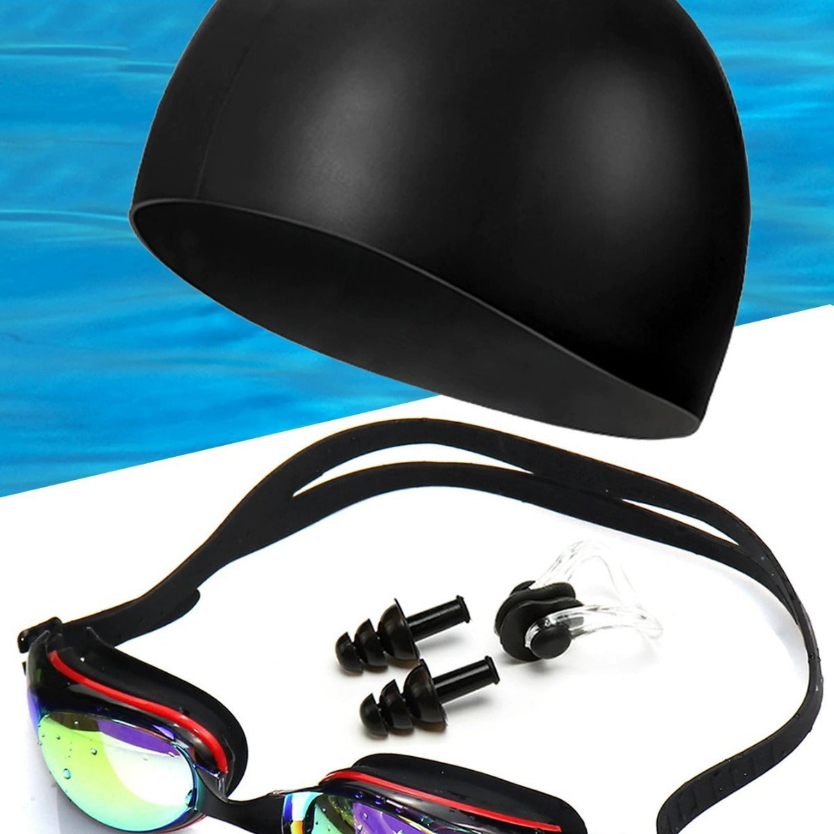 Schwimmset mit Ergonomischer Schwimmbrille und Silikonhaube Brehn