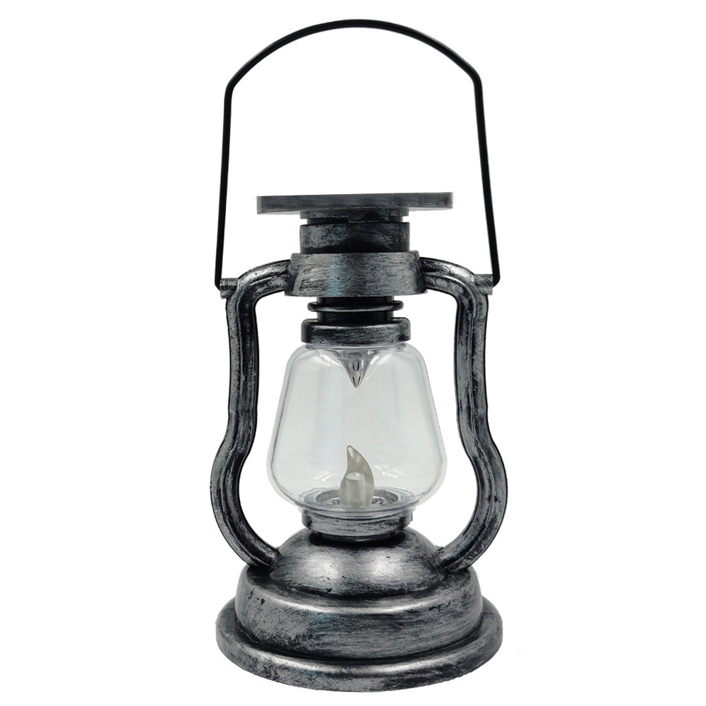 Antike LED-Hurrikanlaterne mit flackerndem Flameneffekt, Glasglocke und hängendem Griff, tragbare dekorative Lampe Brehn